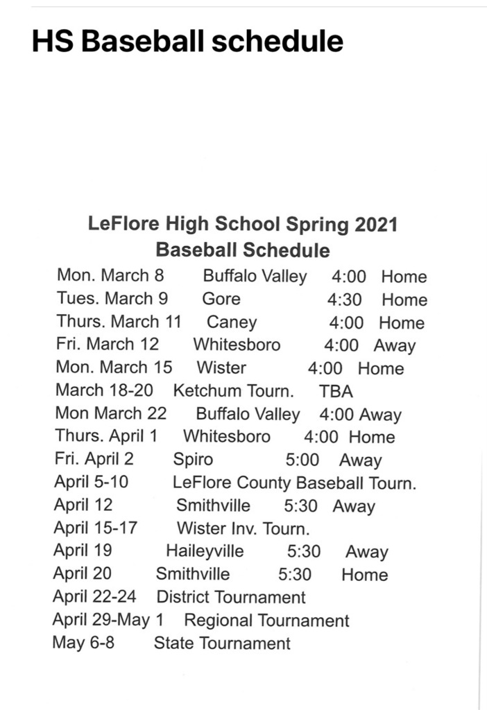 baseball schedule
