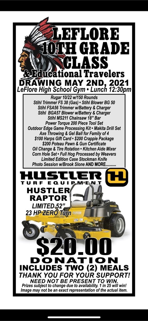 Last ticket drawn wins the lawn mower!