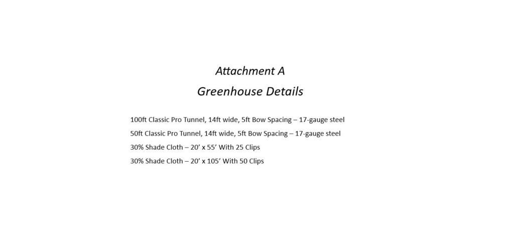 Greenhouse specs